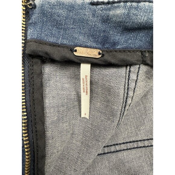 Free People Denim Mini Skirt Medium Blue Stretch Festival Boho Modern Femme Sz 2 - Picture 7 of 10
